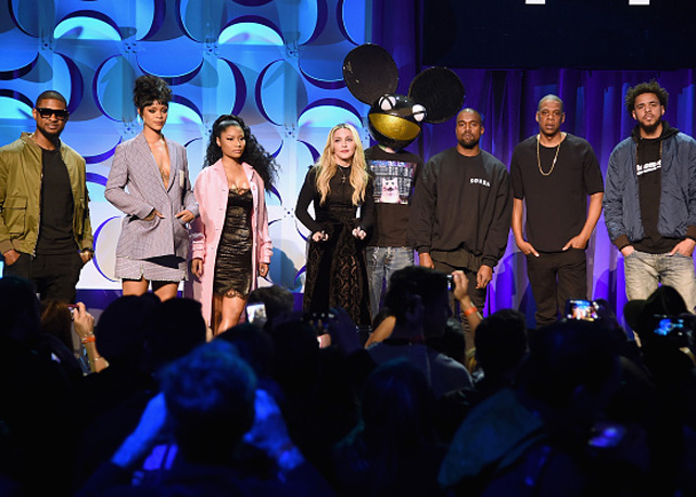 Usher, Rihanna, Nicki Minaj, Madonna, Deadmau5, Kanye West, JAY Z, and J. Cole - Foto: Getty Images