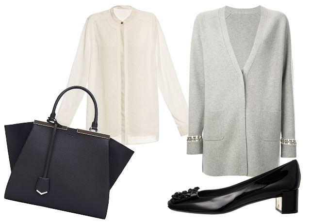 Bolsa Fendi, camisa Tommy Hilfiger, cardigã Chloé na Farfetch e sapato Louis Vuitton - Foto: reprodução