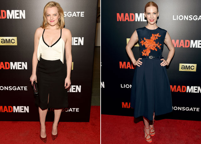 À esquerda, Elisabeth Moss (de J.Mendel); à direita, January Jones - Fotos: Getty Images