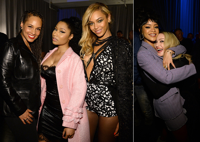 Alicia Keys, Nicki Minaj e Beyoncé; Rihanna e Madonna - Foto: Getty Images