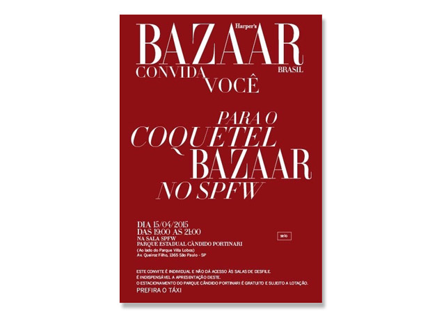 Convite do coquetel da Bazaar, apenas para convidados! - Foto: Arte Carta Editorial