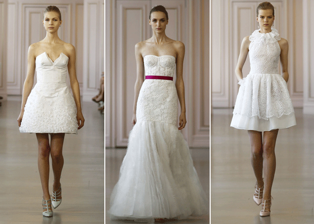 Três looks da coleção de noivas criada por Peter Copping, atual estilista da Oscar de la Renta. Fotos: divulgação