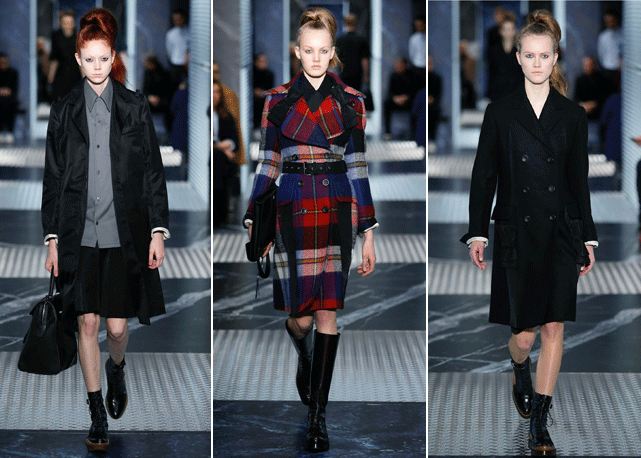 Três looks da coleçnao pre-fall desfilados em janeiro. Fotos divulgação