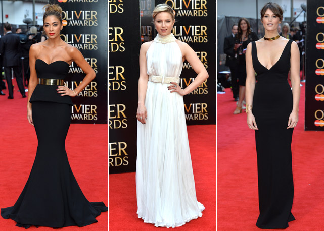 Da esquerda para a direita: Nicole Scherzinger de vestido Galia Lahav; Dianna Agron de Alexander McQueen; e Gemma Arterton de DSquared2 - Fotos: Getty Images 
