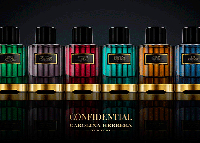 A campanha oficial dos novos perfumes da linha Herrera Confidential. Foto: divulgação