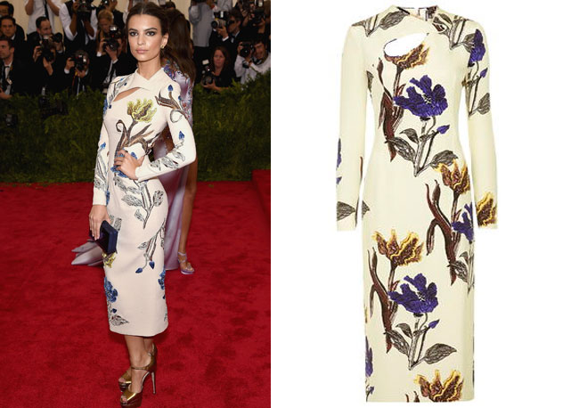 Emily Ratajkowski com seu look e o look à venda na Topshop £195 (cerca de R$ 909) - Foto: reprodução