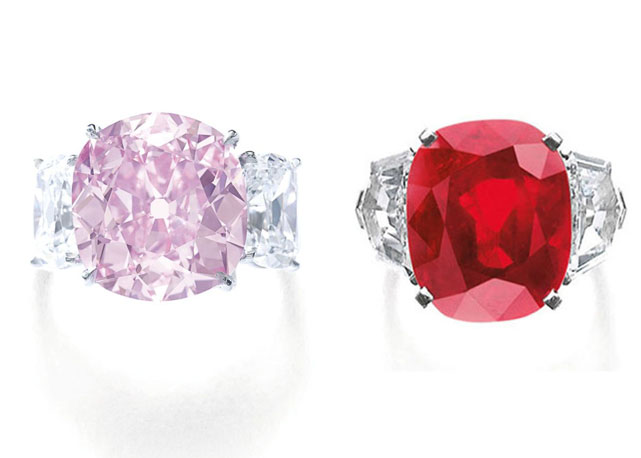 O histórico diamane rosa e o The Sunshine Ruby - Fotos:reprodução/ Sotheby's