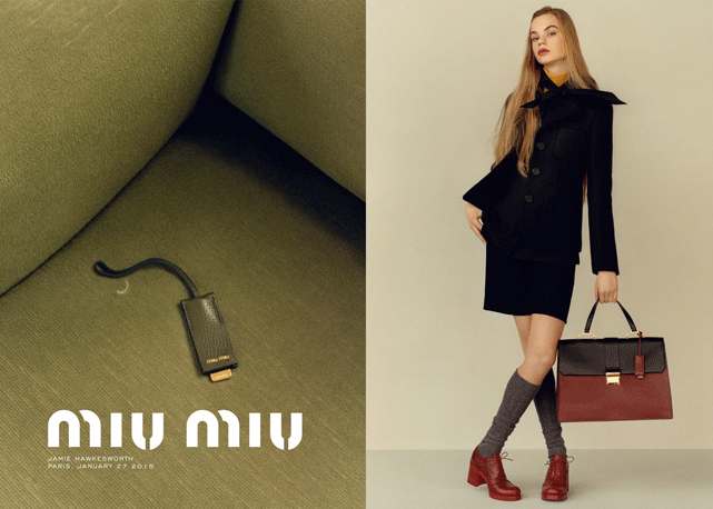 Estella Boersma estrela a campanha de pre-fall 2015 da Miu Miu. Foto: divulgação
