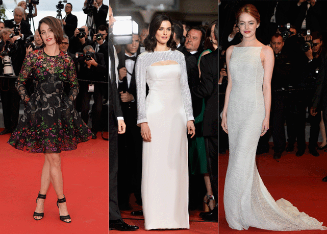Marie Gillain de Elie Saab, Rachel Weisz e Ema Stone, de Dior. Fotos: Getty Images