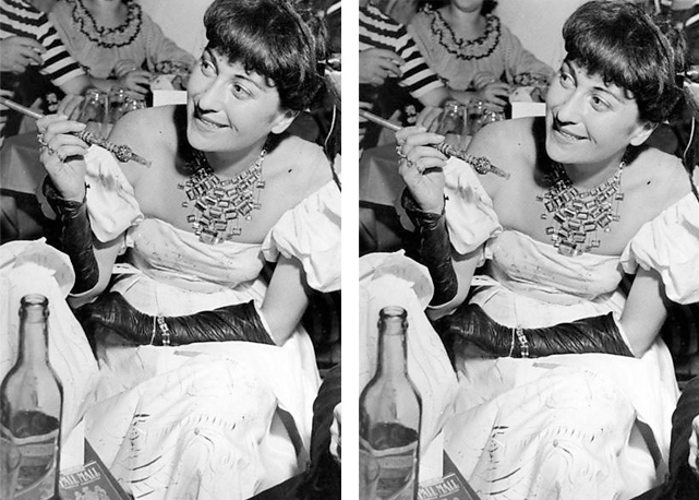 Lina Bo Bardi no baile de carnaval no IAB. Ela está usando o colar de águas marinhas (feito em 1947) 1948. Foto: Henri Ballot