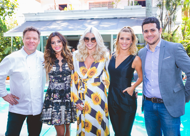 Claude Troisgros com Giovanna Lancelotti, Bruna Olivo, Carolina Dieckmann e Giancarlo Bedin - Foto: Luiz Ferraz/ divulgação