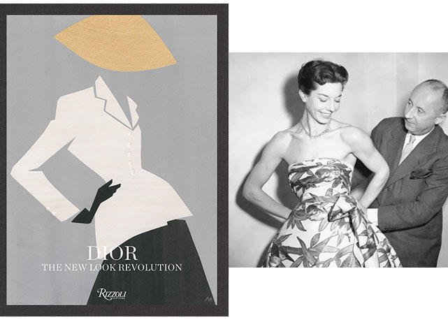 Capa do novo livro da Dior, "The New Look Revolution", e o estilista com uma cliente em 1934! Fotos: divulgação