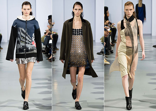 Três looks da coleção de inverno 2015 da Paco Rabanne. Fotos: divulgação