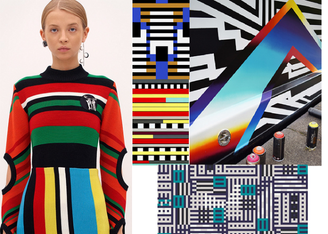 A geometria das linhas e a mistura de cores das estampas digitais são a aposta do WGSN (Foto: reprodução)