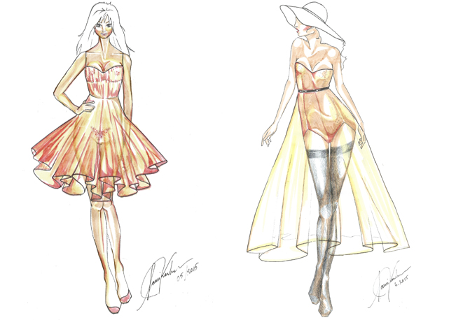Os croquis dos looks de Sami Korhonen inspirados em Brigitte Bardot - Fotos: divulgação