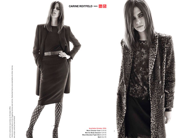 Dois looks da coleção de Carine Roitfeld para Uniqlo! Foto: divulgação