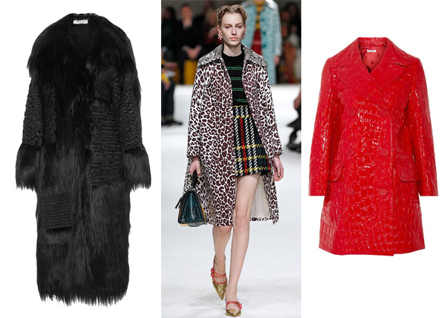 Casaco Stella McCartney, no inverno 2015 e o casaco de verniz da Miu Miu - Foto: Agência Fotosite /  Divulgação