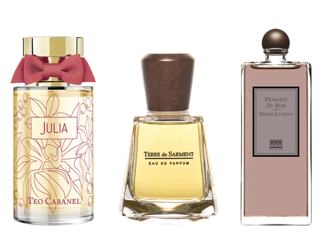 Da esquerda para à direita: Julia Teo Cabanel, (R$ 689), Terre de Sarment Frapin & Cie (R$ 1.459) e Féminité Du Bois Serge Lutens, € 90 (cerca de R$ 364) - Fotos: reprodução