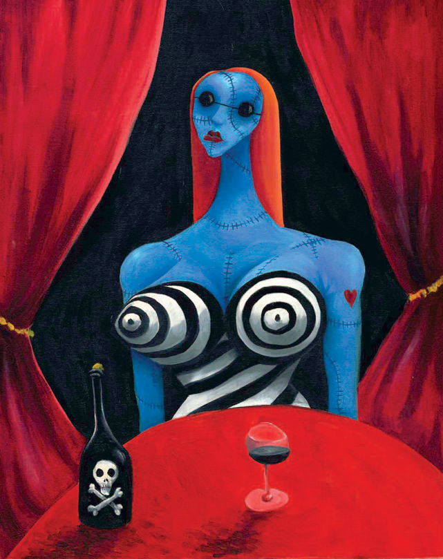 Menina Azul com Vinho, pintura a óleo de Tim Burton que poderá ser vista em São Paulo - Foto: reprodução
