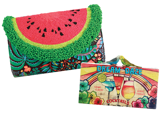 Clutch de melancia, U$ 690, e clutch drinks R$ 790 - Foto: reprodução