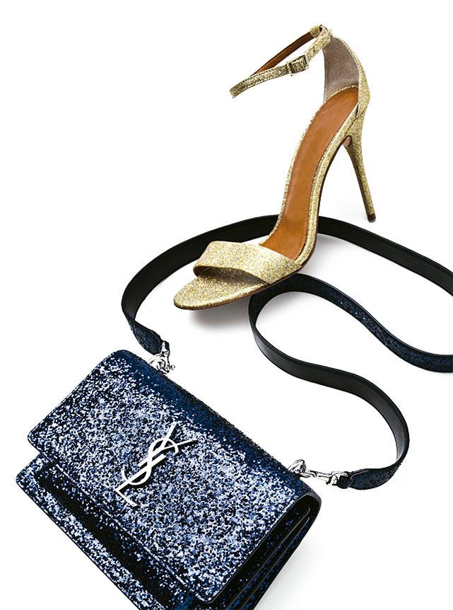 Sandália, R$ 290, Corelloe bolsa, R$ 9.100, Saint Laurent. Foto: Victor Almeida