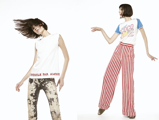 À esq., camiseta e calça, ambas Gucci. Na dir., camiseta, calça e chinelos, tudo Chanel. Foto: Érico Toscano