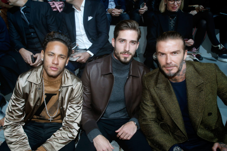 Neymar ao lado de Kevin Trapp e David Beckham - Foto: Divulgação