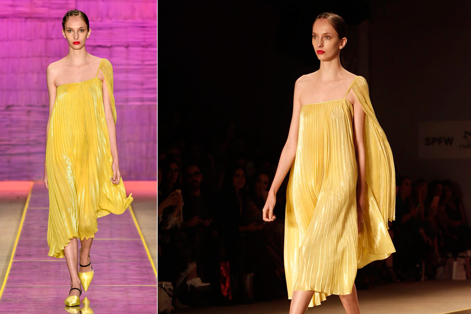 O vestido plissado amarelo de Fabiana Milazzo - Fotos: Agência Fotosite e Caio Ramalho