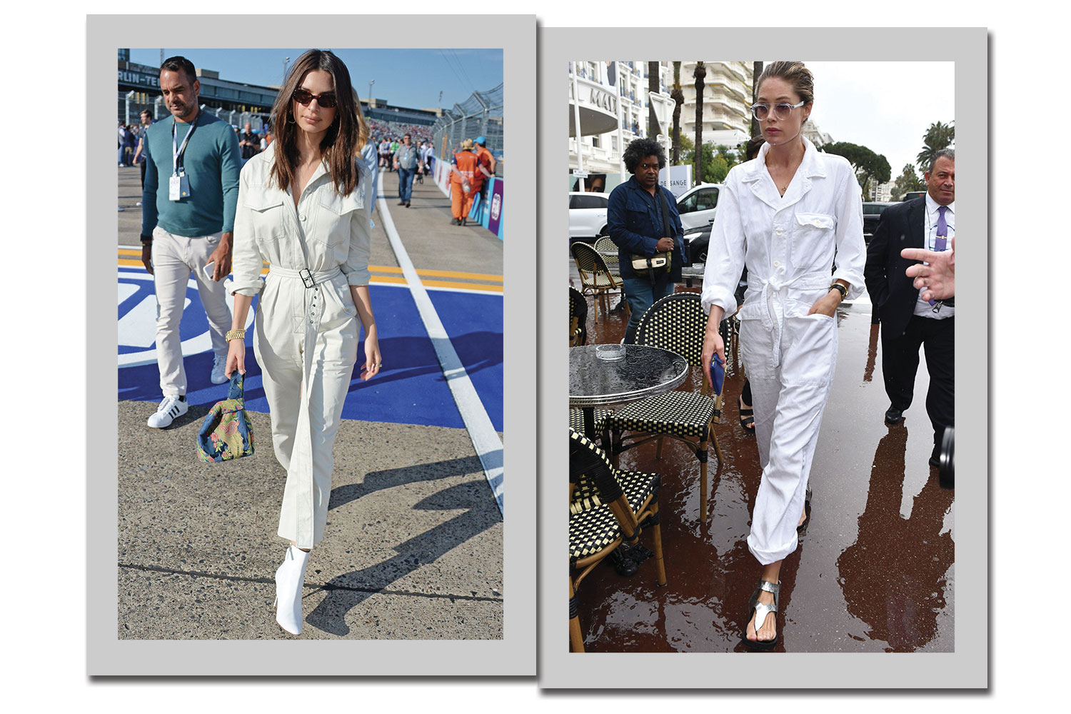 À esquerda, Emily Ratajkowski; à direita, Doutzen Kroes - Foto: Reprodução/Bazaar US