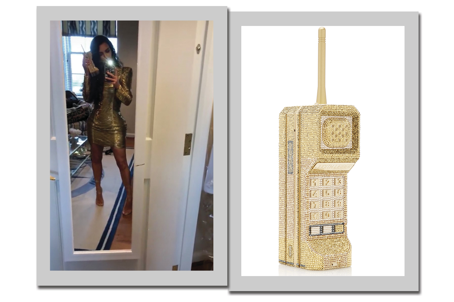 Kim Kardashian brinca com a clutch Judith Leiber - Foto: Reprodução/Instagram e Divulgação