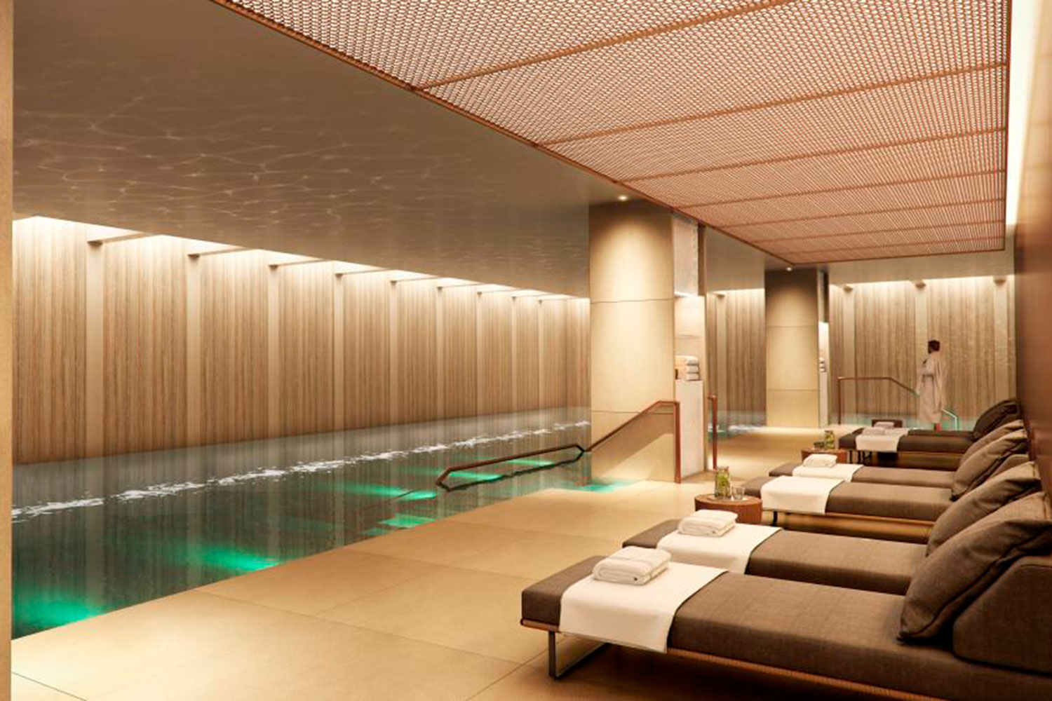 Projeto da piscina com design de interiores de Patricia Urquiola - Foto: Divulgação