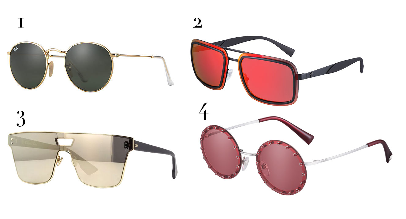 1. Ray-Ban; 2. Versace; 3; Dior; 3. Valentino - Foto: Divulgação