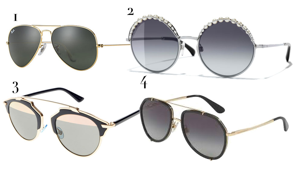1. Ray-Ban; 2; Dolce & Gabbana; 3. Dior; 4. Versace - Foto: Divulgação