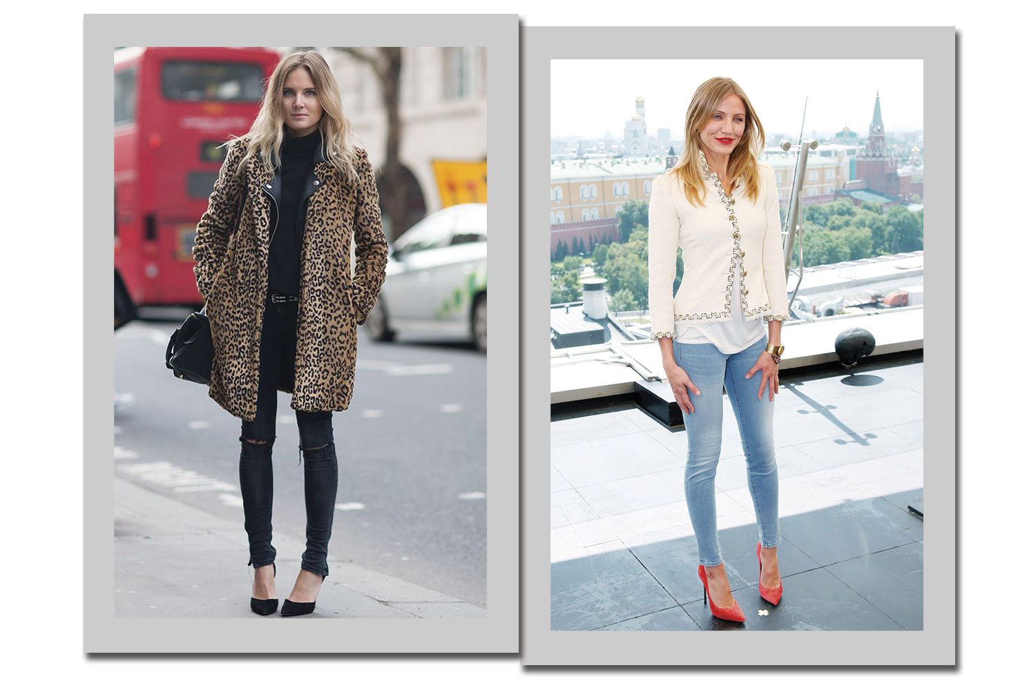 Escarpin com skinny jeans: Cameron Diaz adora! - Foto: Reprodução e Getty Images