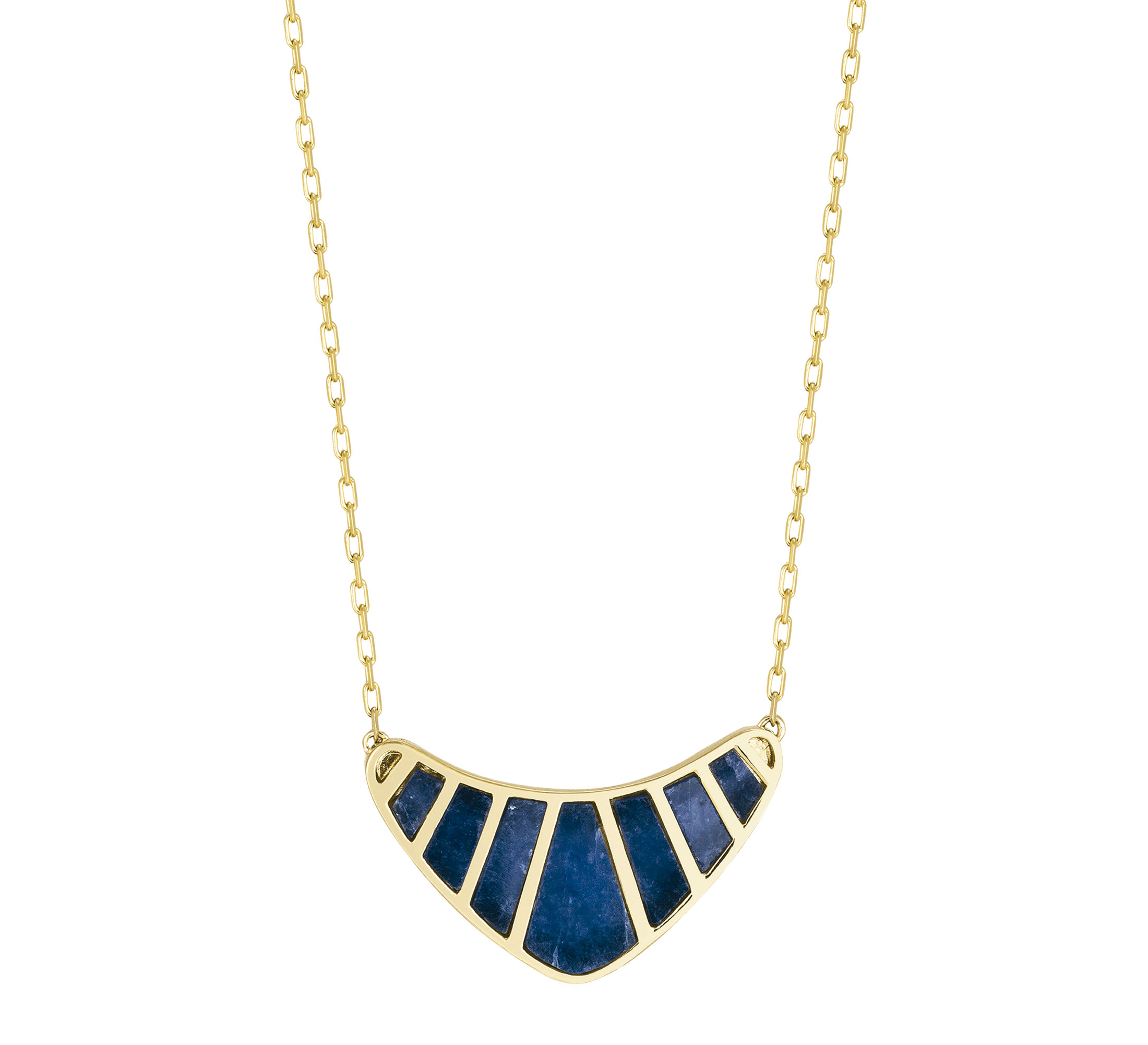 s. Colar em prata 950, com banho de ouro e lápis-lazúli - Foto: Divulgação