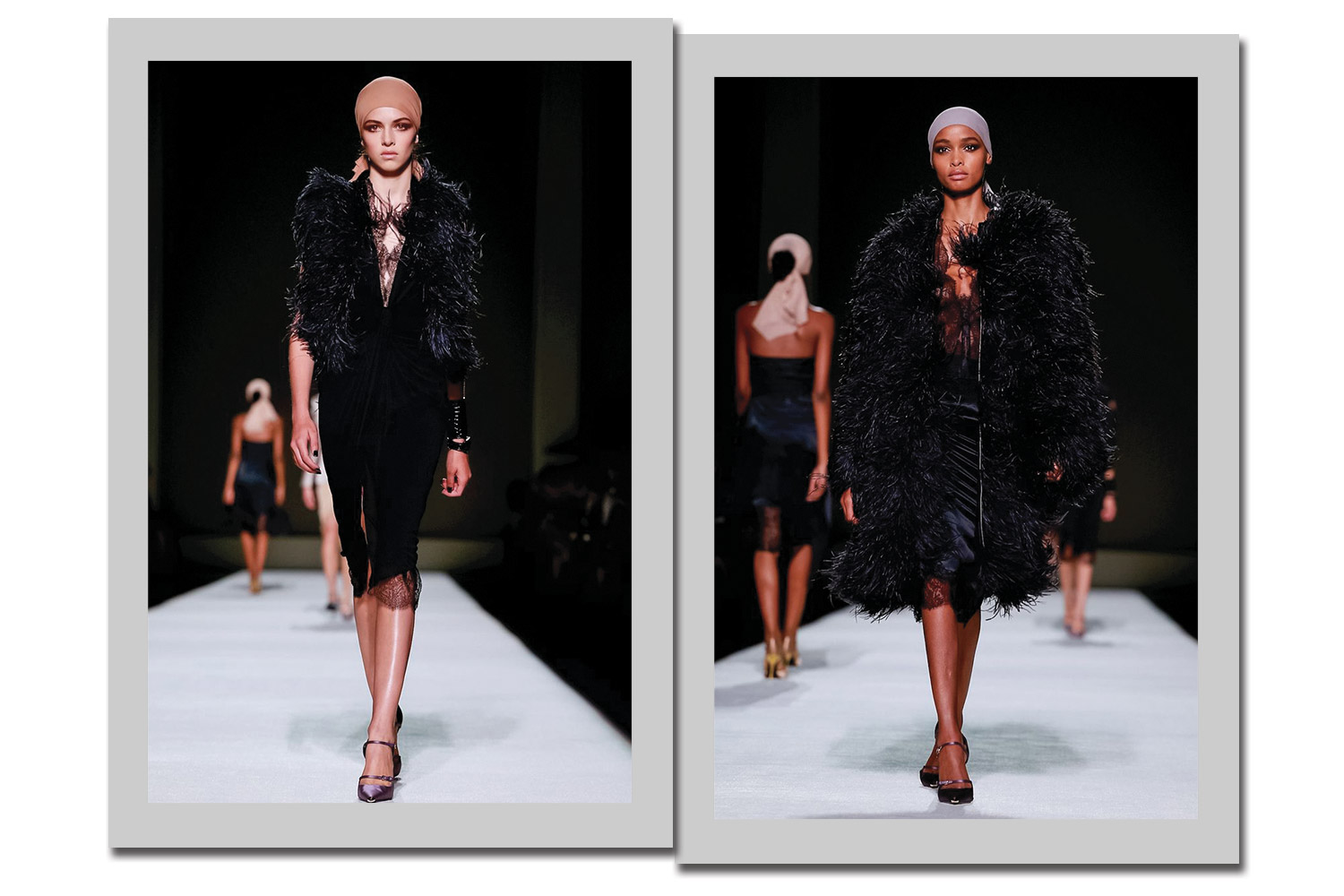 Plumas na passarela de Tom Ford - Foto: Divulgação