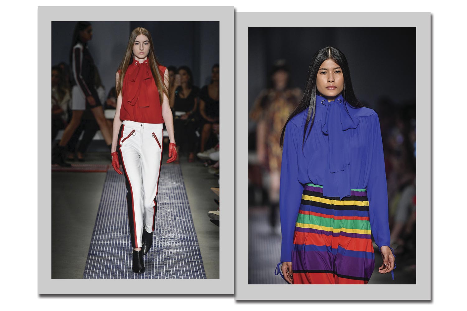 O mood do desfile é rocker, mas tudo fica mais suave com as belas e delicadas blusas que Reinaldo colocou na passarela, todas com detalhes de maxilaços - Foto: Agência Fotosite