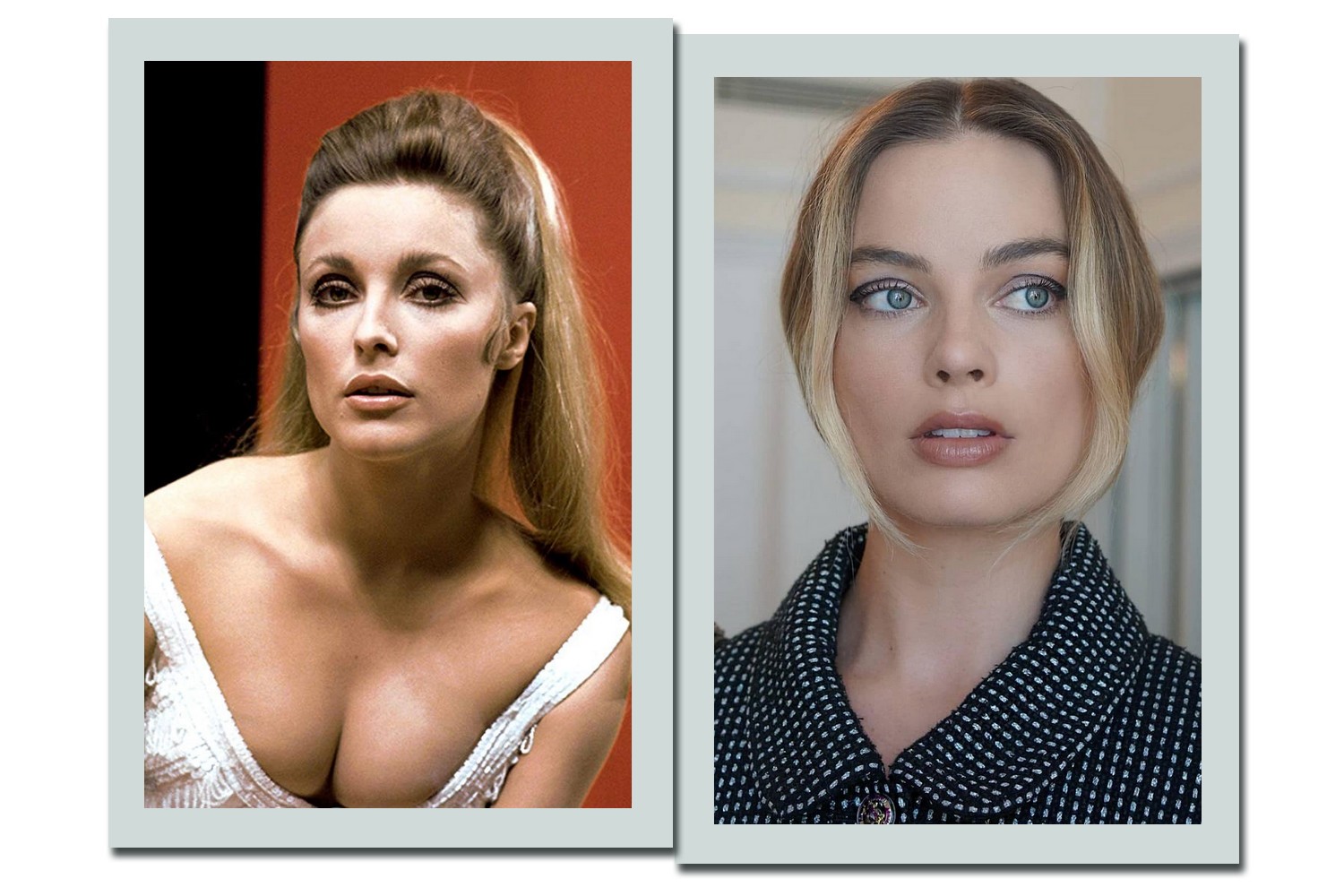 Sharon Tate e Margot Robbie - Fotos: Reprodução/IMDb/Instagram/@patidubroff