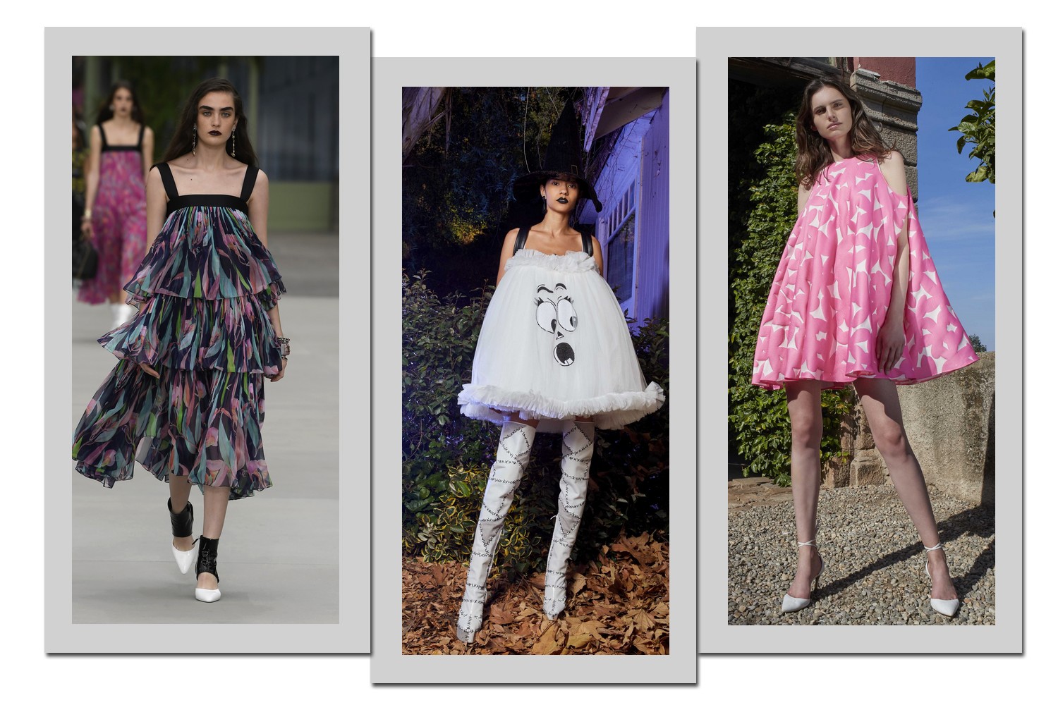 Chanel, Moschino e Sara Battaglia - Fotos: Divulgação e Reprodução/Now Fashion