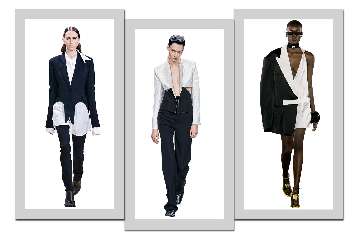 Da esquerda para a direita: Haider Ackermann, Balmain e Ann Demeulemeester - Foto: Getty Images