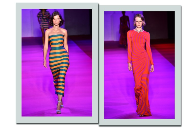 Brandon Maxwell aposta em estampas psicodélicas e coloridas