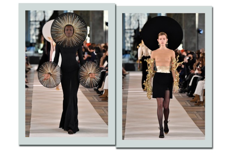 Schiaparelli aposta em silhuetas justas sem abrir mão do surrealismo