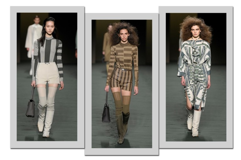 Linhas verticais invadem a passarela da Hermès