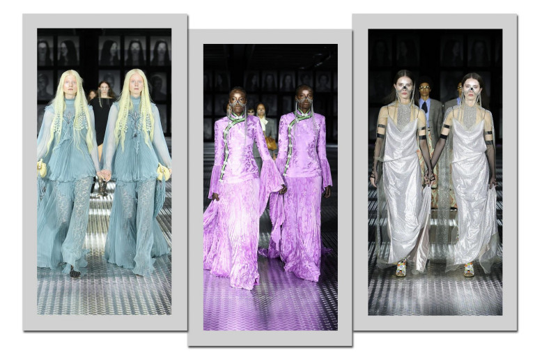 Gucci questiona cópia e identidade em desfile protagonizado por gêmeos