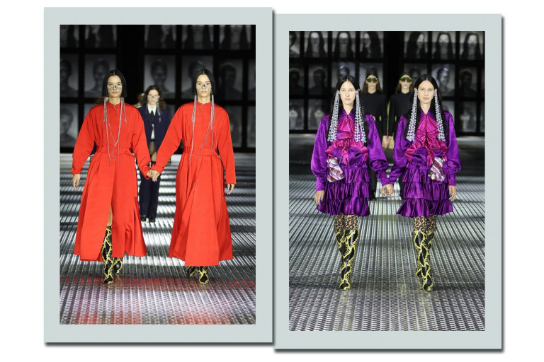 Gucci questiona cópia e identidade em desfile protagonizado por gêmeos